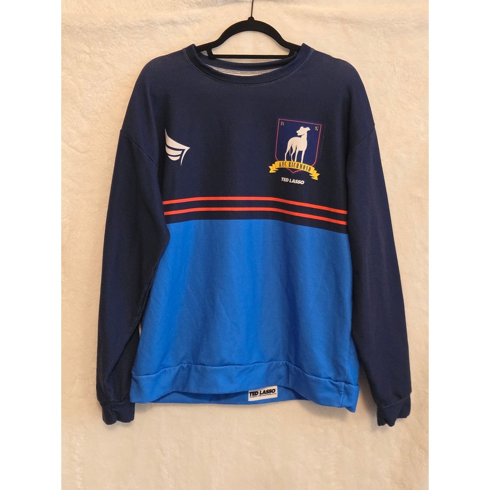 Ted Lasso Mens L Blue Sweatshirt AFC Richmond Navy Colorblock Fleece Pullover